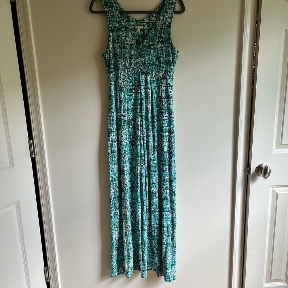 Talbots sundress, medium. Blue and green printed with some subtle yellow.
